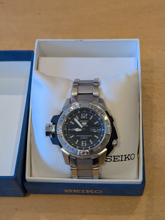 Seiko Other - SEIKO 5 Men's Stainless Steel Black Dial  Sports SKZ225 Automatic Watch